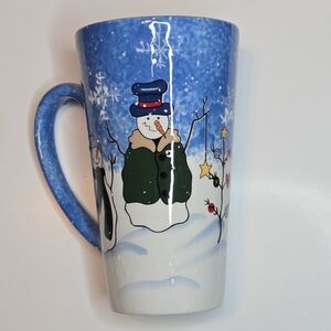 St. Nicholas Square Snowman Mug with Blue Accents
